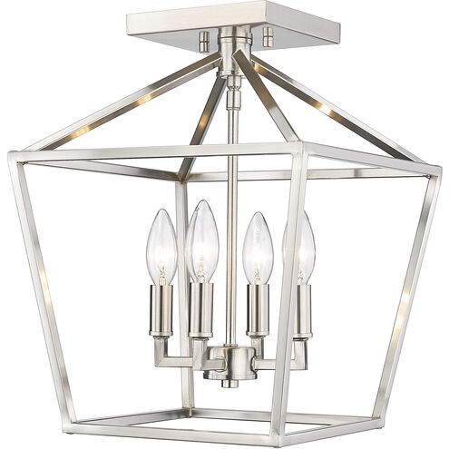 Corona 4 Light 12 inch Satin Nickel Semi-Flush Mount Ceiling Light